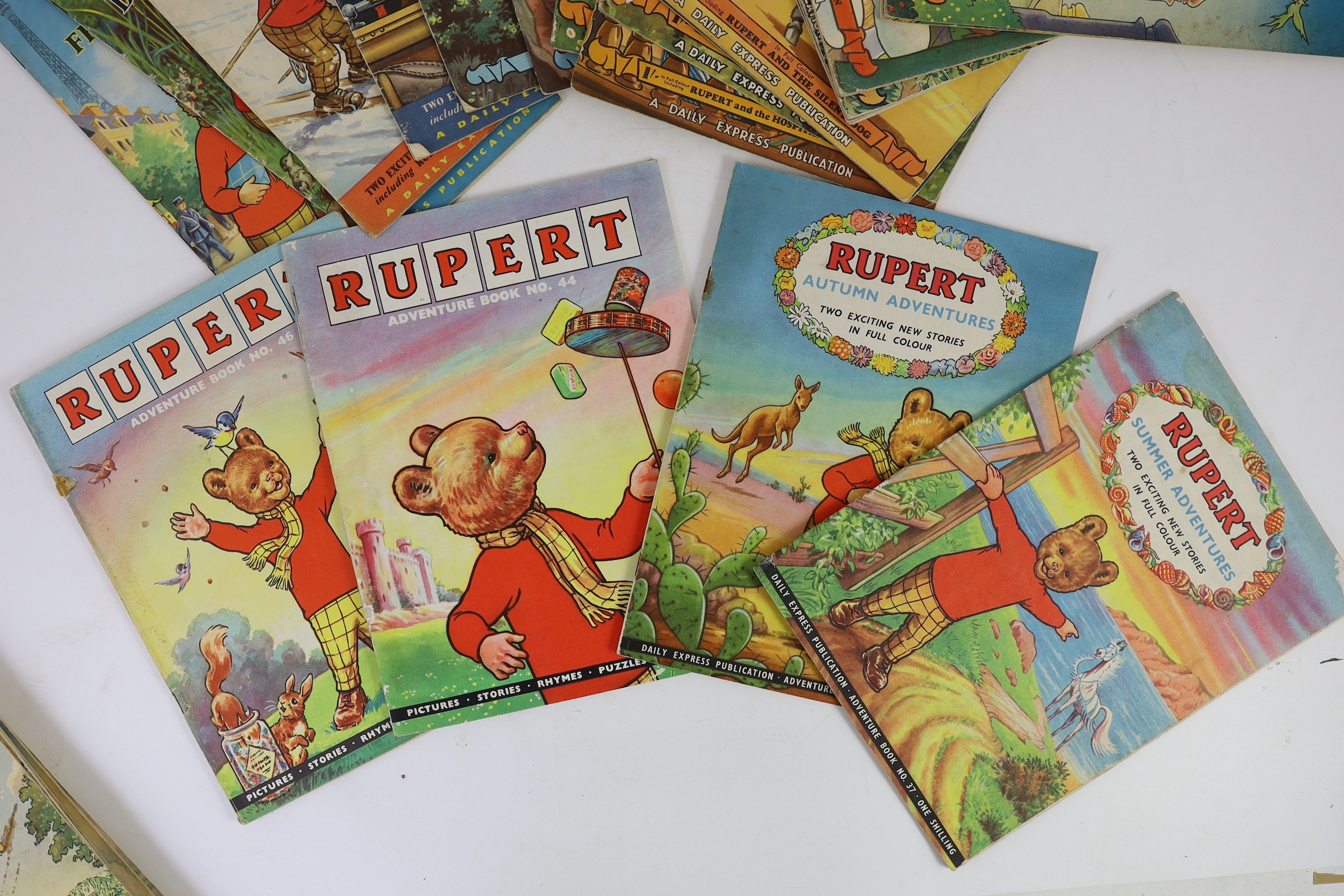 Bestall, Alfred E - Rupert Adventure Series 1949-1962, numbers 1-14, 16-33, 36-38, 44 and 46, occasional newsagents annotations and ownership inscriptions.(37)